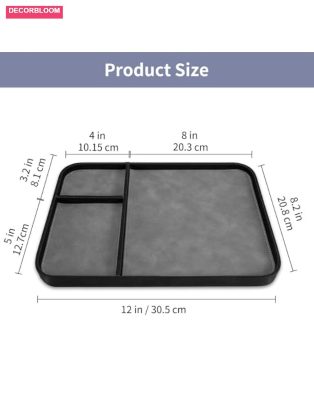 PU Leather Valet Tray Organizer Catchall for Keys Watch Wallet Jewelry - Picture 6 of 6